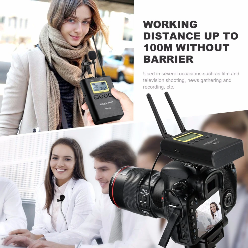WM-9 беспроводной отворот lavalier микрофон система для Sony Canon Nikon Panasonic видеокамера
