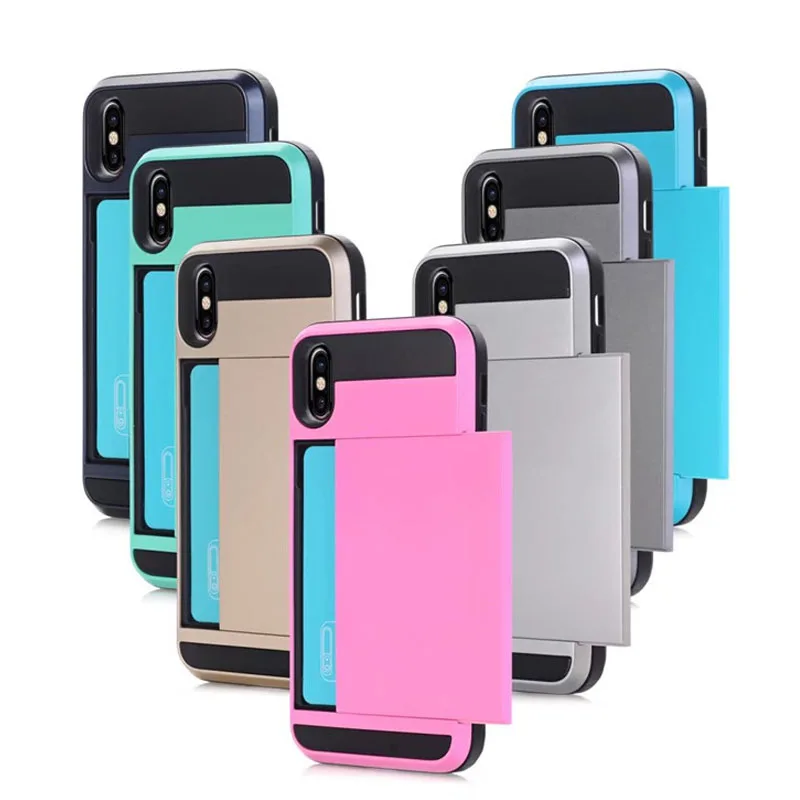JiBan Slide Card Phone Shell For iphone 6 6s plus X case Armor Cover 7 8 5S cases Wholesale | Мобильные телефоны и