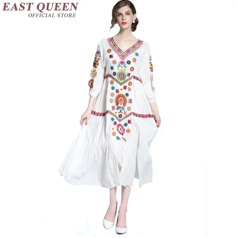 Женское богемное шикарное платье с вышивкой в стиле хиппи этническом пляжное