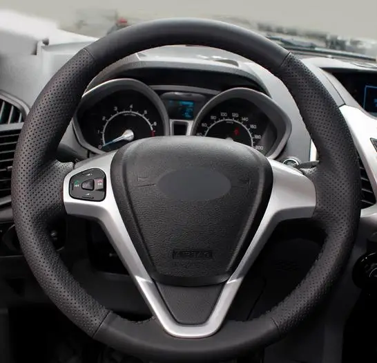 Черный чехол для рулевого колеса из искусственной кожи Ford Fiesta 2008 2013 Ecosport 2016|Чехлы