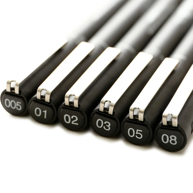 Маркеры для рисования 6 шт./лот тонкие черные чернила 005 01 02 03 05 08 микрон|Маркеры