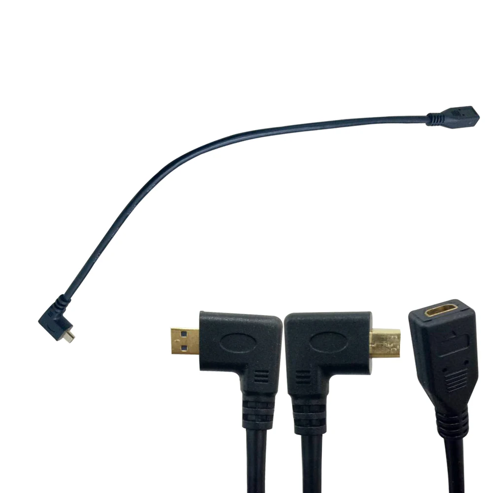 Фото 30 см HDMI правый угол Micro 90 градусов штекер к Женский позолоченный Высокоскоростной 30 см HDMI правый угол Micro 90 градусов штекер к Женский позолоченный Высокоскоростной