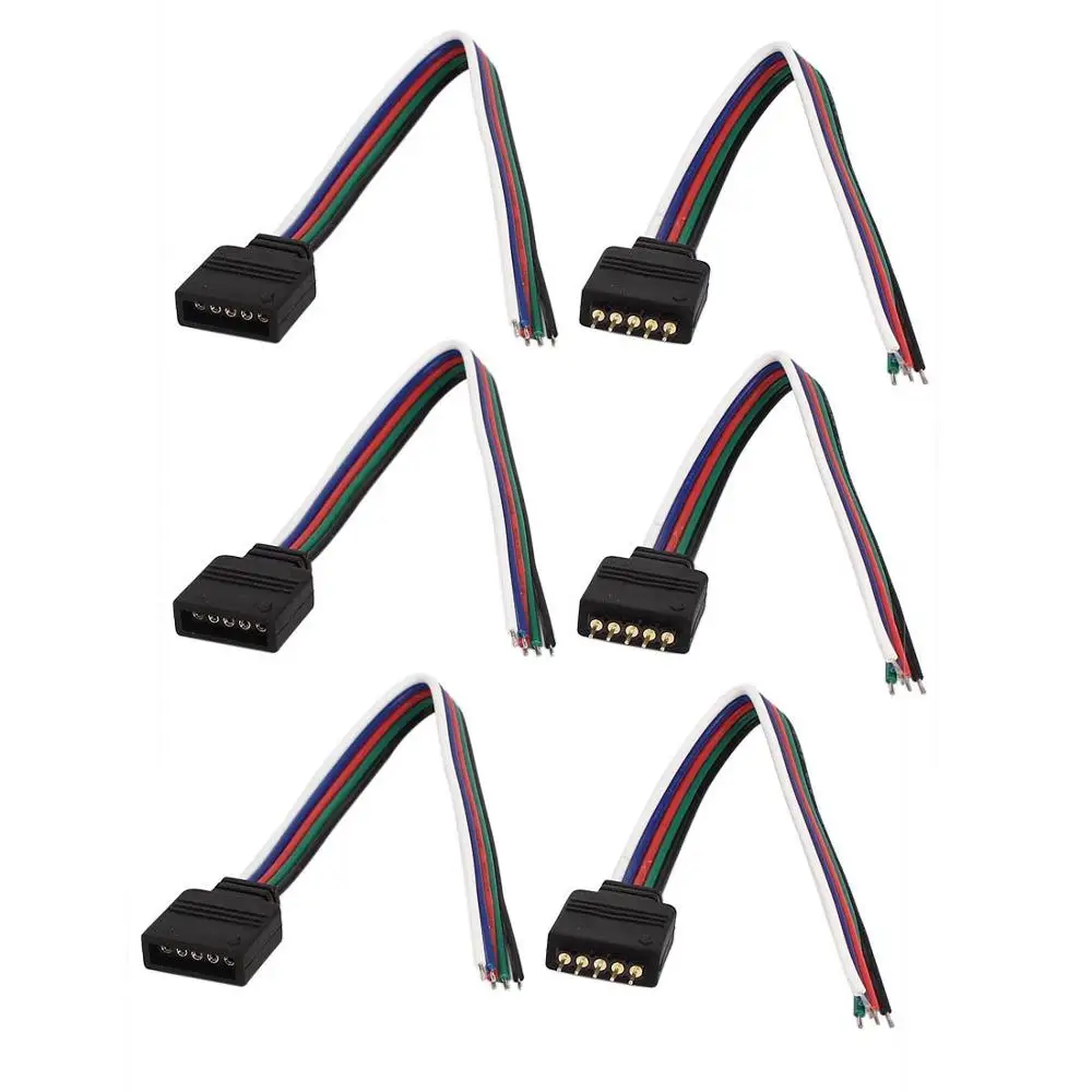 4 контактный разъем RGB 5 коннектор RGBW Папа + Женская Светодиодная лента игольчатый