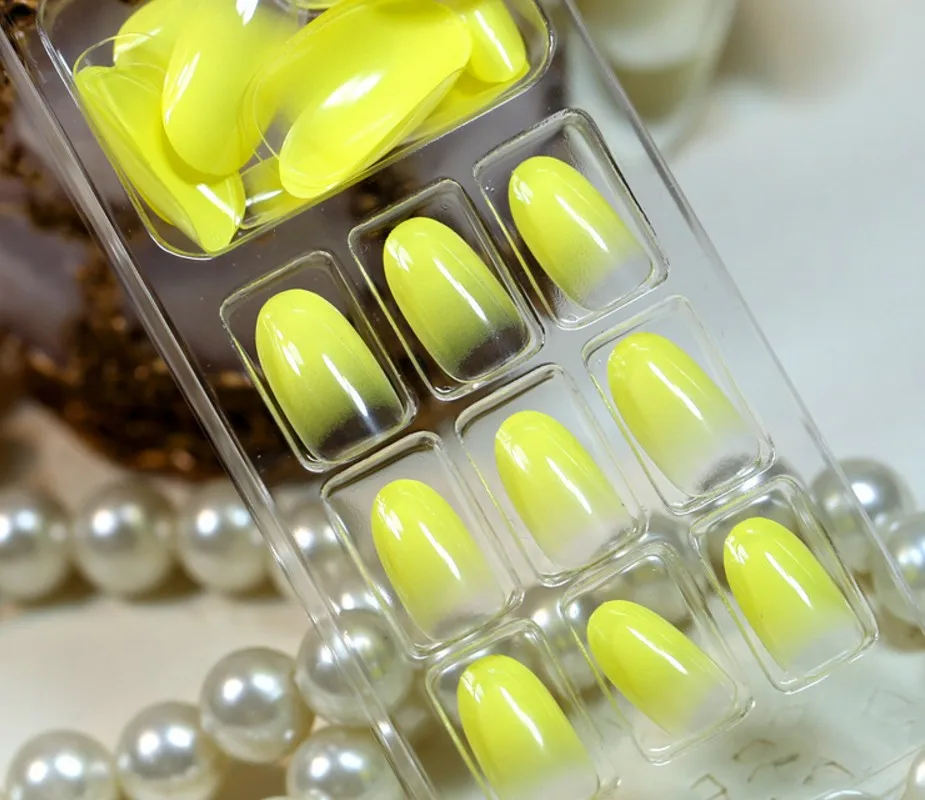 Модный дизайн поддельные ногти французские короткие Круглые Искусственные