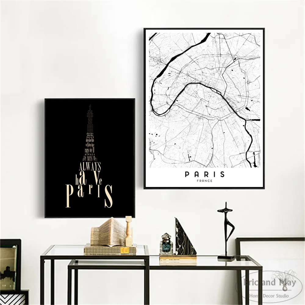 

Paris Map Minimalist Quotes Canvas Art Print Painting Modern Wall Picture Home Decor Bedroom Decorative Posters No Frame Quadros