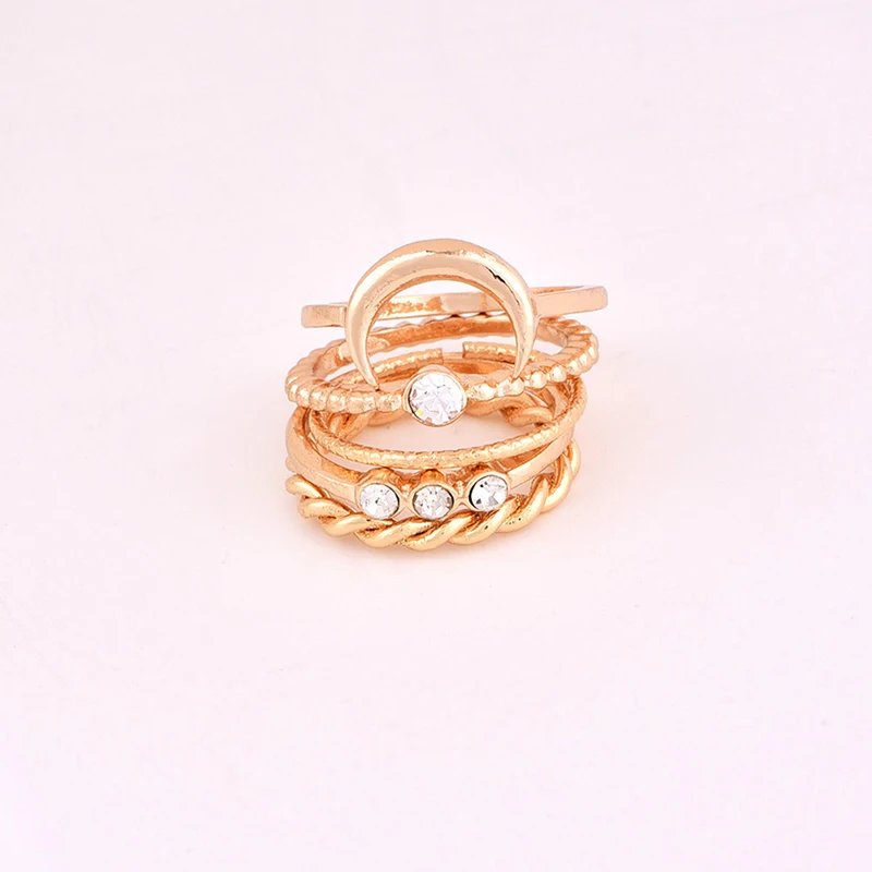 Женское кольцо с Луной корейское минималистичное сплавное 5 шт./лот 373349|rings 5pcs|thin