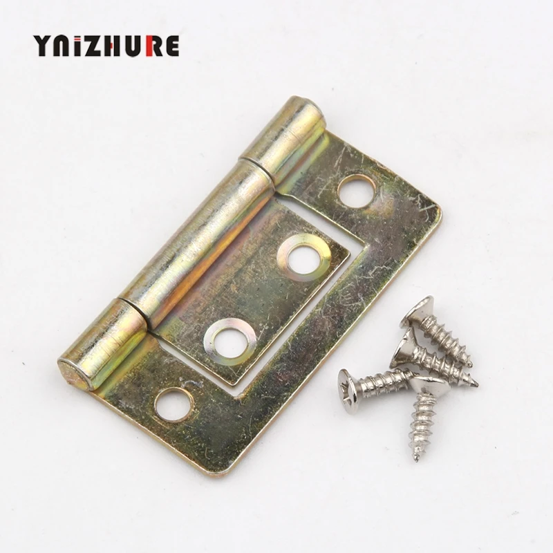 2PCS Nesting page Plating color Cabinet Door Luggage Iron Hinge,4 Holes Decor,Furniture Decoration Single Side Hinge Vintage
