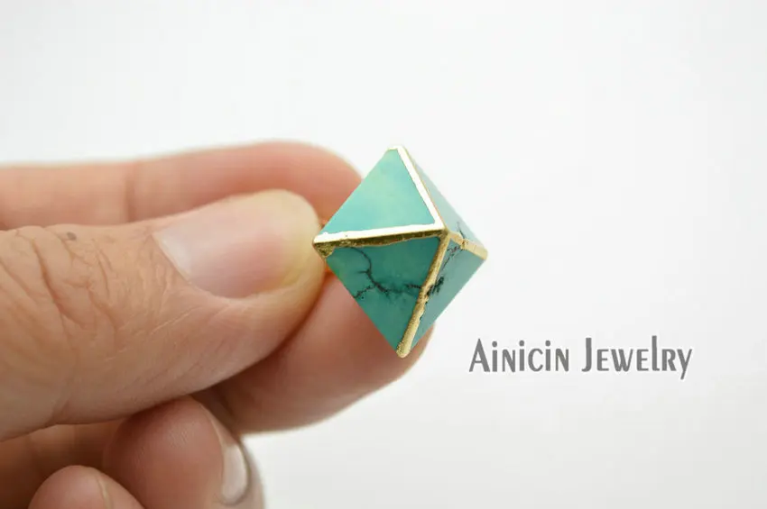 Подвески с зеленым камнем Octahedron золотой отделкой модная фурнитура для