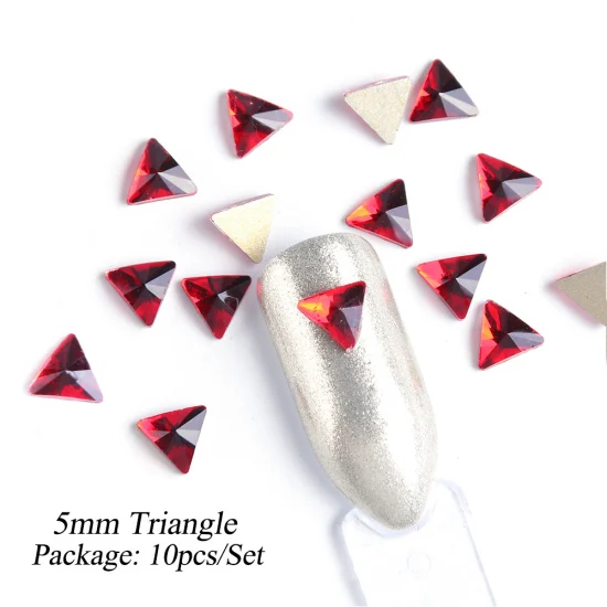 5mm Triangle 10 шт./компл. красный лак для ногтей Стразы 3D браслеты с подвесками в виде кристаллов драгоценных камней, Треугольники Овальный дизайн золотого цвета с плоской задней частью ювелирные украшения для ногтей TR930 - Цвет: 5mm Triangle