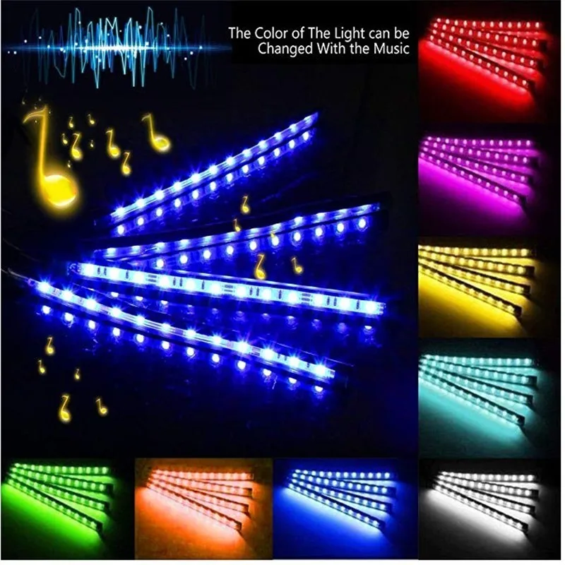 4 шт. 9 SMD пульт дистанционного управления цветная Музыка RGB LED интерьер