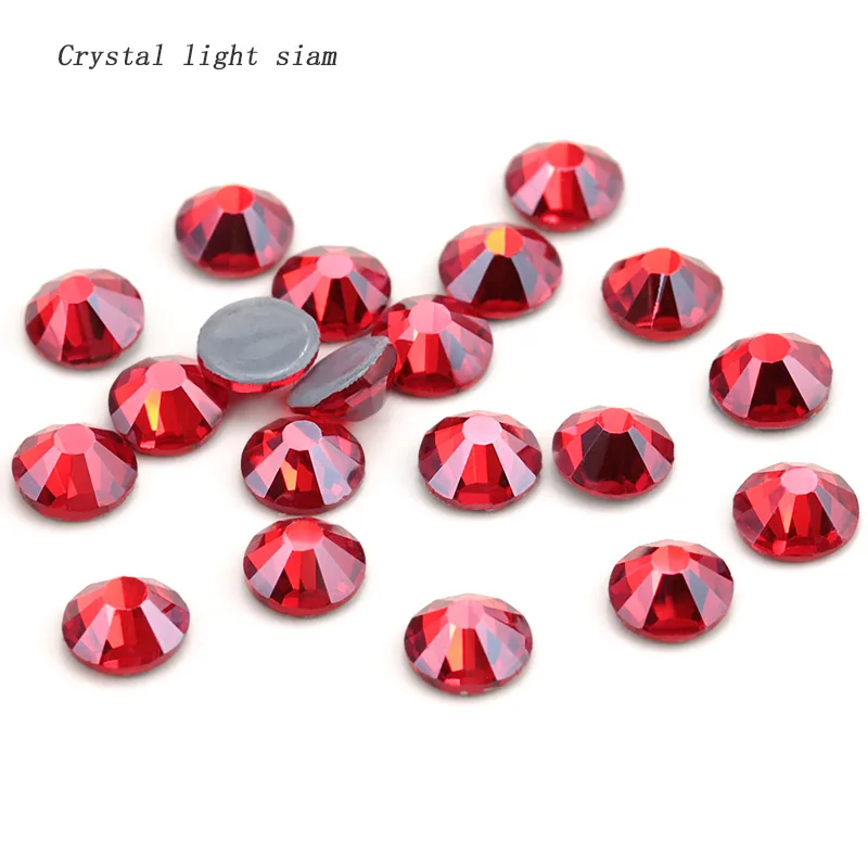Crystal light siam Новинка, цветные стразы SS16 SS20 из кристального стекла, стразы с плоской задней поверхностью, горячая фиксация, стразы для горячей фиксации, украшения своими руками - Цвет: Crystal light siam