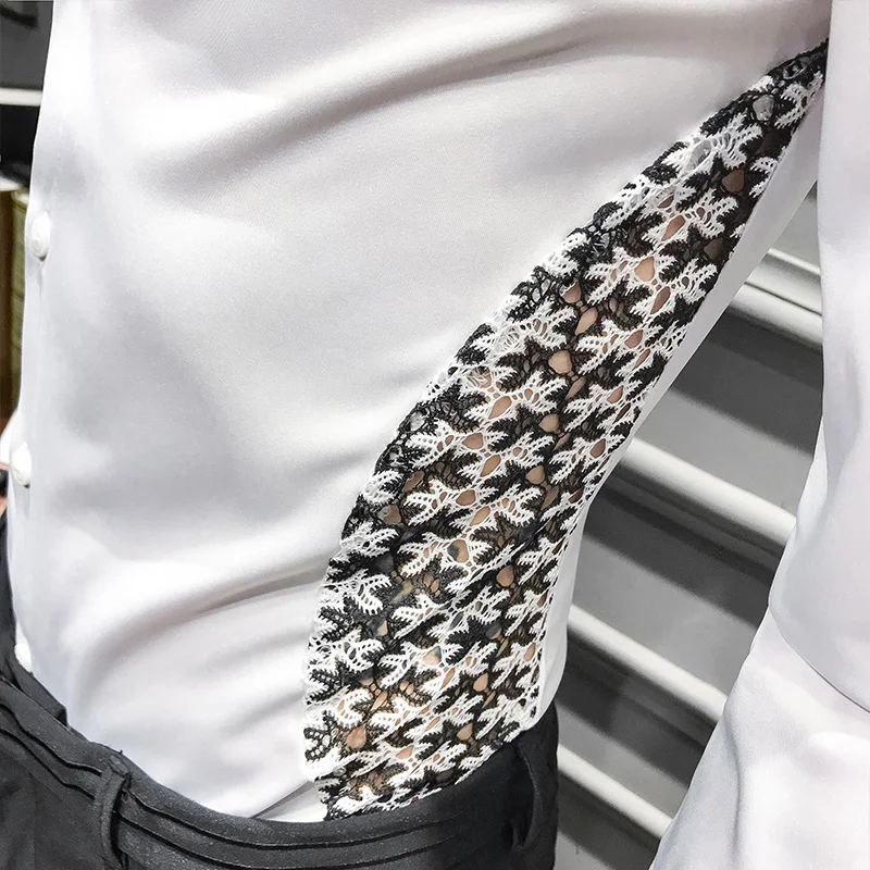 Новинка весны 2019 стильная Сексуальная кружевная рубашка в стиле пэчворк уличная
