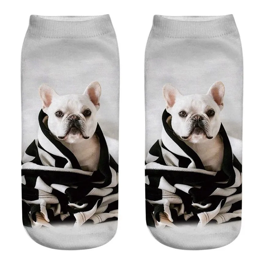 Женские носки повседневные с забавными кошками короткие милыми разноцветными