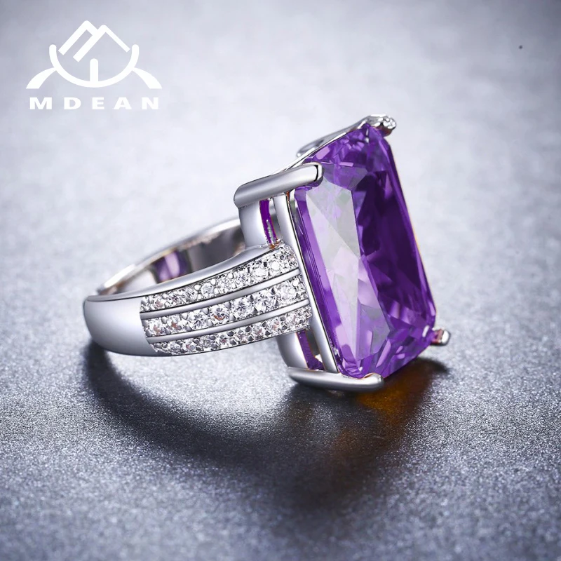 MDEAN белое золото цвет свадебные кольца для женщин обручение кольцо AAA циркон