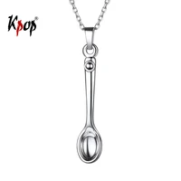 kpop 925 sterling silver spoon fork pendant necklace kitchen tableware jewelry cubic zirconia fried egg pan necklace for girls