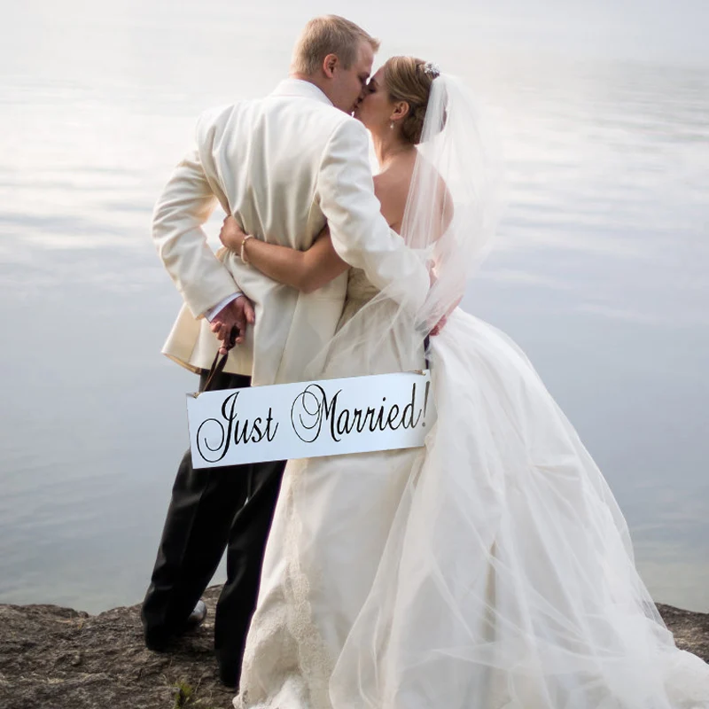 Bhomify деревянная свадьба знаки Just Married Chic фотоальбом Опора украшения знак вечерние