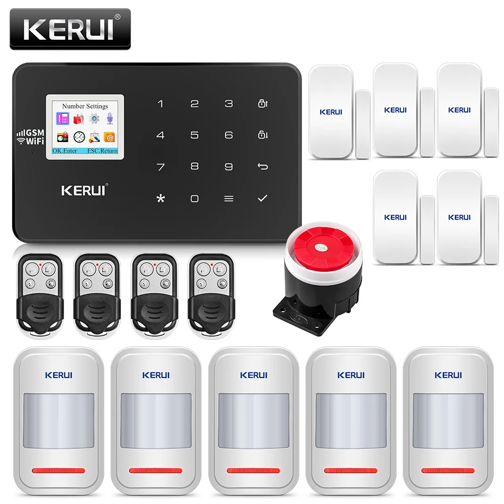 KERUI W18 черный цвет умственный пульт дистанционного управления беспроводная домашняя сигнализация Wifi GSM приложение lcd GSM SMS Охранная сигнализация