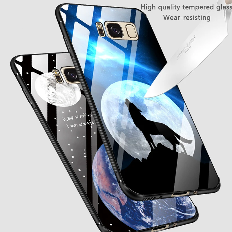 Стекло Телефон чехол для Samsung Galaxy S8 плюс случае Роскошные закаленное Тигр земли