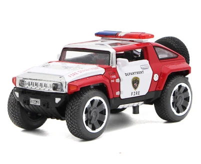 1/32 масштаб Hummer полицейские литые Автомобили Модель автомобиля игрушки с открывающимися дверцами задний светильник музыка для мальчиков подарок на день рождения - Цвет: Красный
