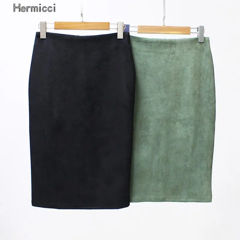 Юбка карандаш Женская однотонная замшевая с высокой талией|suede skirt|bodycon skirtstretchy skirt
