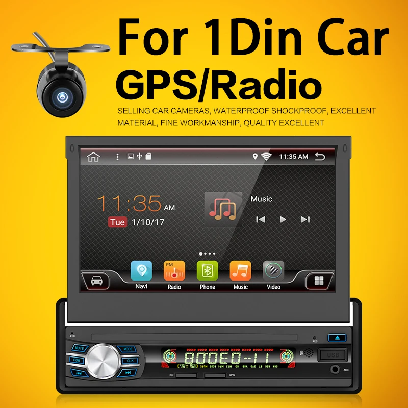 1 Din Android 6 0 Автомобильный gps навигационный плеер радио музыка Bluetooth Камера заднего