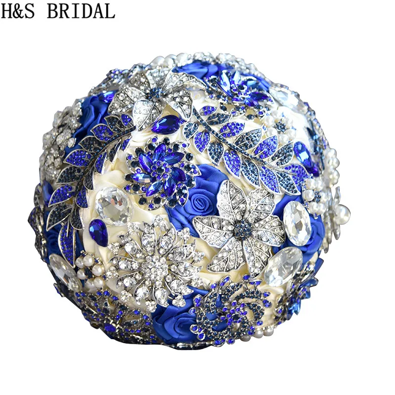 Свадебная брошь H &amp S потрясающая невесты букет ярко-синего цвета свадебные