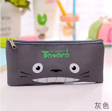 С рисунком из мультфильма «Мой сосед Тоторо», милые, миленькие в японском стиле(«Каваий»), ткань Оксфорд прямоугольник Карандаш Чехол Косметическая сумка студенческая сумка для карандашей для детей подарок школьные принадлежности - Цвет: gray
