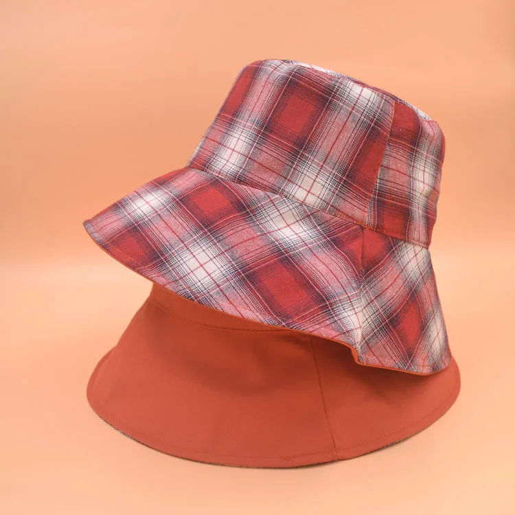 style2 Хлопок, двусторонняя клетчатая Панама, рыбацкая шляпа, уличная дорожная шляпа, кепка от солнца для мужчин и женщин, 187 - Цвет: style2