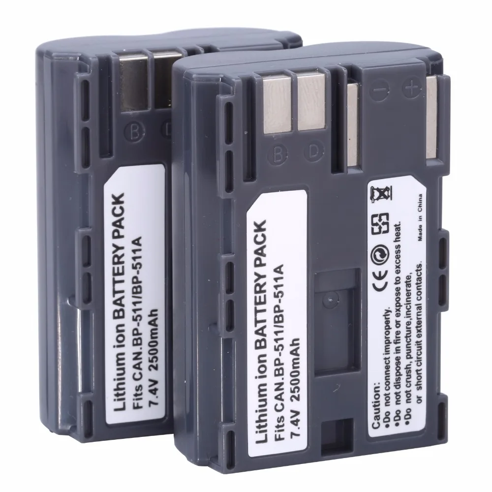 Probty 2 шт. BP 511 BP511A Батарея для цифровой однообъективной зеркальной камеры Canon EOS 40D