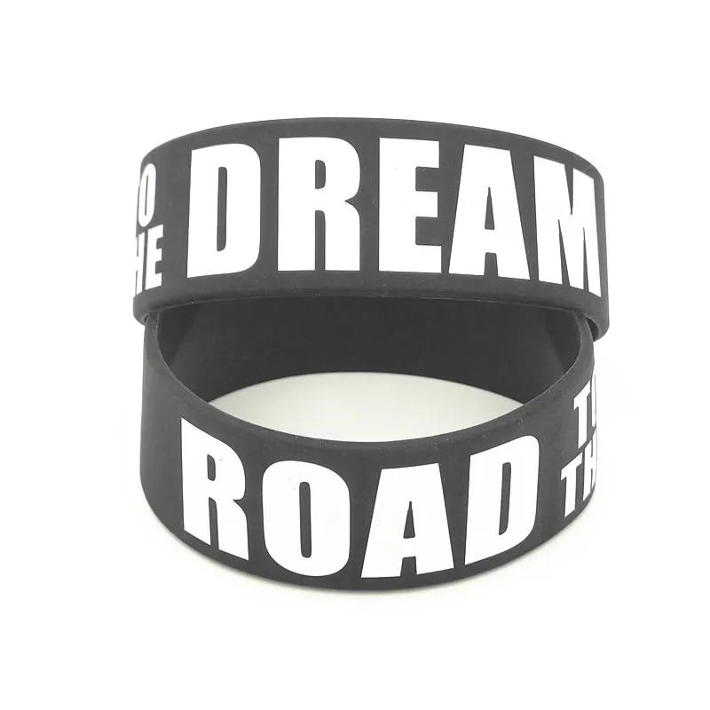 Черные силиконовые браслеты с надписью Road to the Dream 1 шт.|Браслеты голограммой| |