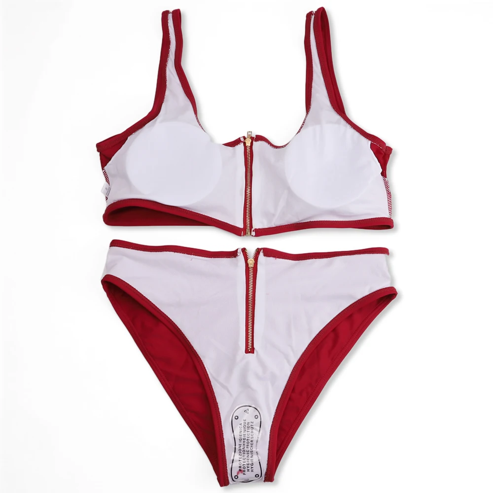 Women's High Cut Leg Zipper Bikini Set Sexy Brazilian Thong Swimwear Summer Beach Shaping Straps Swimsuit Female Bathing Suit |