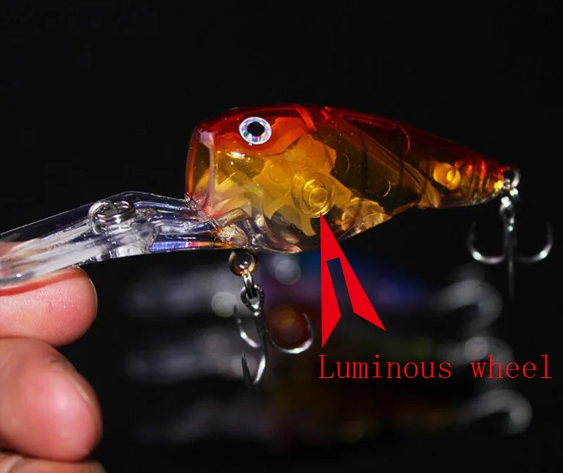 1 шт. большой рот Popper Рыбная приманка с живота светящиеся колеса воблер свимбейт