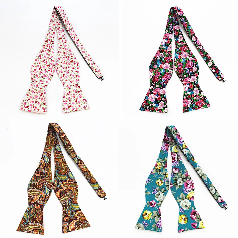 Мужские галстуки бабочки RBOCOTT из 100% хлопка модные с цветочным рисунком синие и