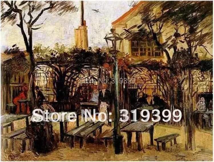 Льняная картина маслом Терраса кафе на Монмартре (La Guinguette) от Vincent Van Gogh 100% ручная