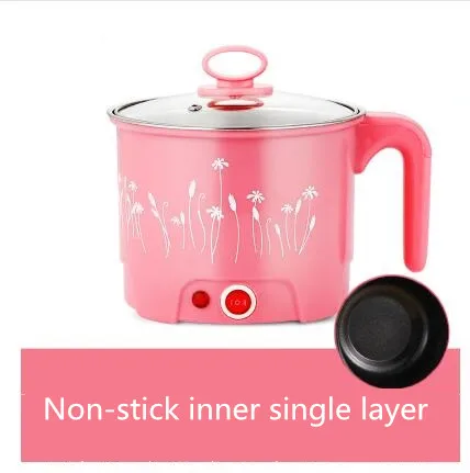 single layer pink 220В 220/1,5 л бытовая электрическая мини-машина для приготовления горячих кастрюль, электрическая автоматическая кухонная машина для приготовления горячих кастрюль с вилкой EU/AU/UK/US - Цвет: single layer pink