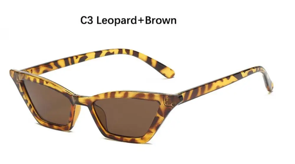 C3 leopard brown Трендовые женские солнцезащитные очки кошачий глаз, модные брендовые дизайнерские леопардовые солнцезащитные очки Cateye, ретро оттенки для женщин, белые красные очки - Цвет линз: C3 leopard brown