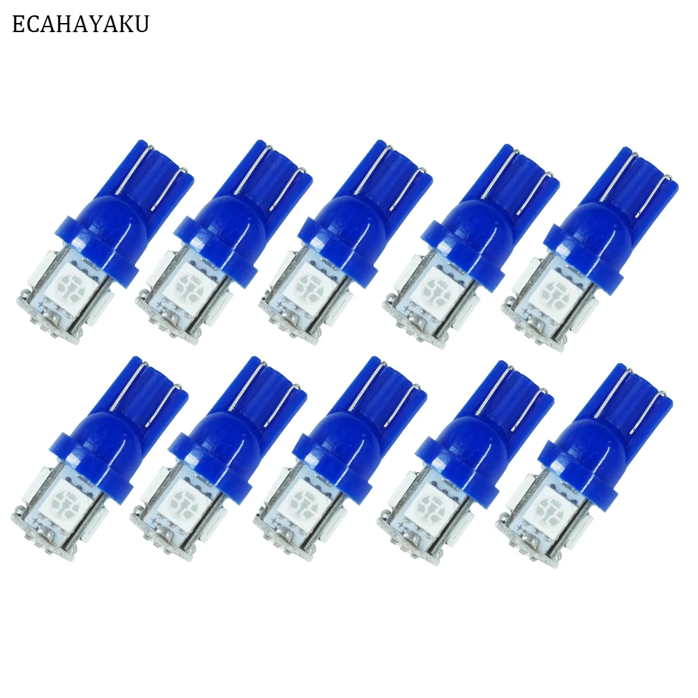 10 шт. ECAHAYAKU T10 W5W 5050 5SMD Автомобильные светодиодные клиновидные лампы 168 194 192 DC 12V