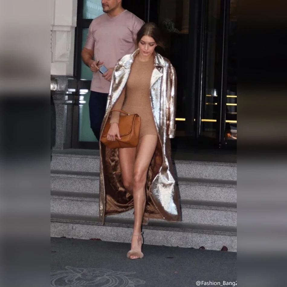 Тренч Женский с отложным воротником расшитый блестками 2019|coat fashion|fashion coatcollar coat |