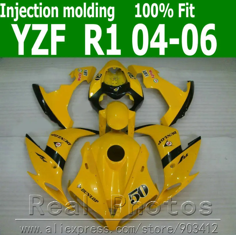 100% литья под давлением настроить обтекатель комплект для YAMAHA 2004 2005 2006 желто