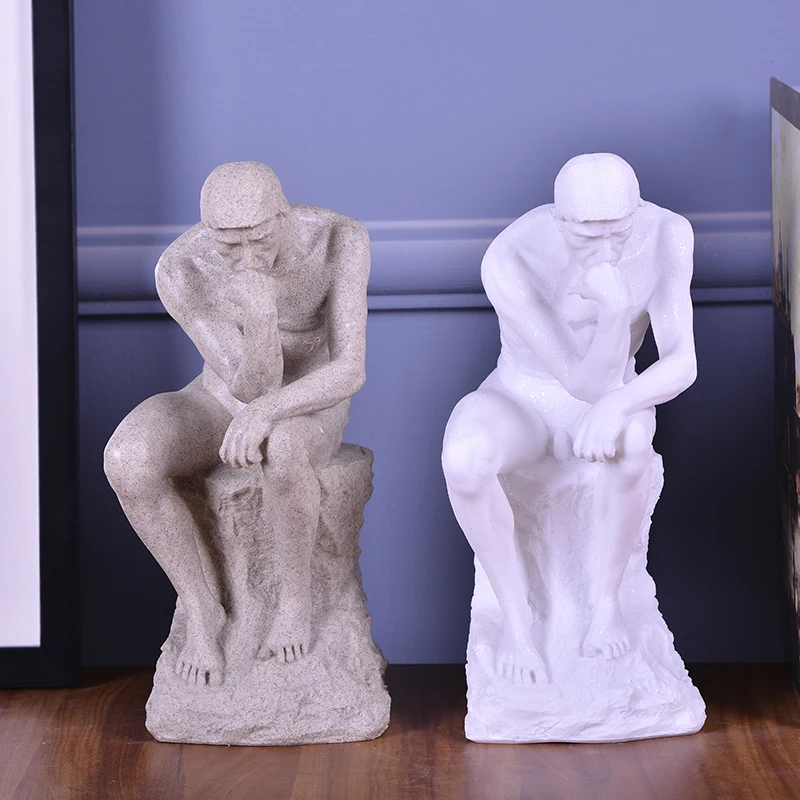 

Thought Thinking Art Crafts Home Decor Sculpture Resin + sandstone White Creative Character Ornament Thinker statue figures