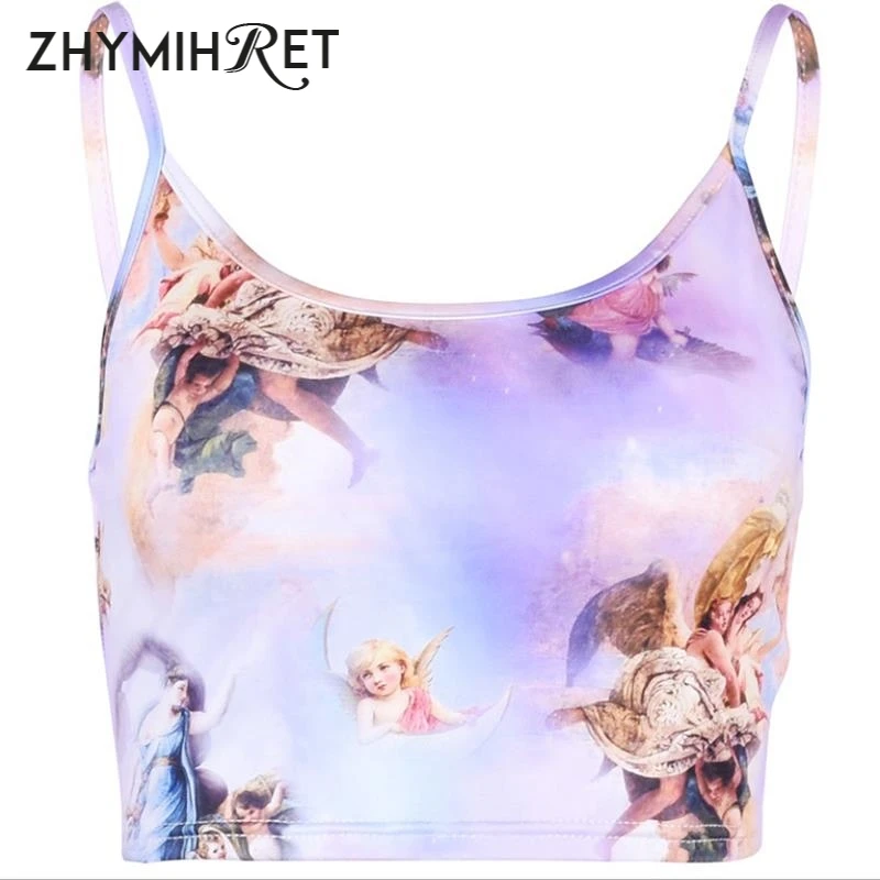 Женский топ с принтом ZHYMIHRET милый короткий Cupid на весну 2019|Майки| |