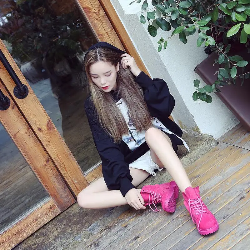 2017 г. Новые ботинки на осень и зиму Универсальные плоской подошве | Обувь