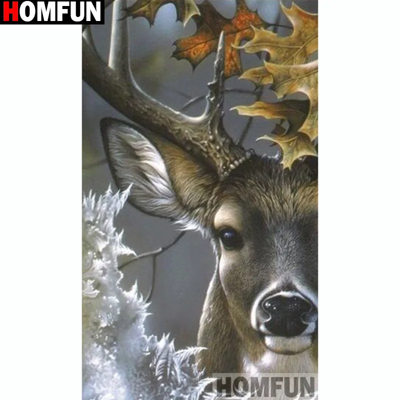 

HOMFUN Full Drill Diamond Painting "Animal deer" DIY Picture Of Rhinestone 5D Diamond Embroidery Cross Stitch Decor A14348