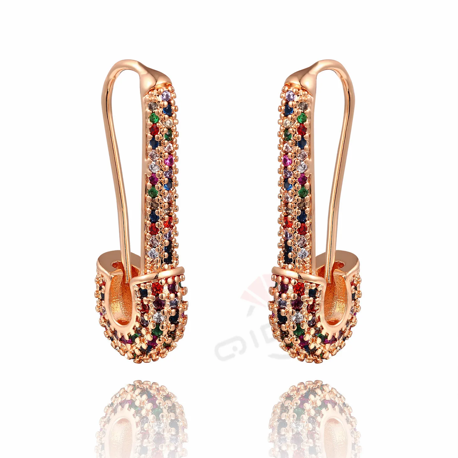 Женские серьги из розового золота 585 пробы с красным фианитом|Серьги-гвоздики| |