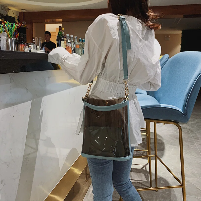 Amberler женские сумки из ПВХ сумка мешок Высококачественная женская на плечо модная