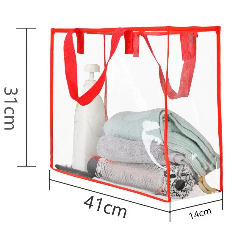 

eTya Women Transparent Beach Handbag Fashion Clear Shopping Bag Tote Shopper Bags Large Capacity Female Shoulder Bag Wash Pouch