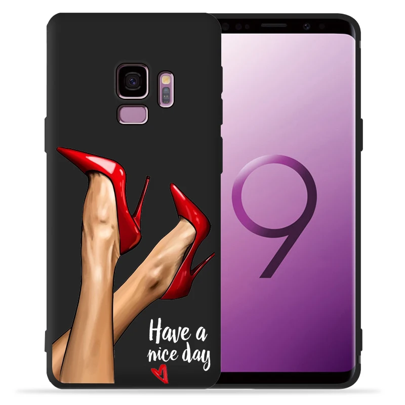 Модный чехол для девочек samsung Galaxy S9 S8 S10 Plus S7 S6 Edge S10 Lite Note9 8 высокий каблук кофейная Цветочная девушка чехол для телефона Etui