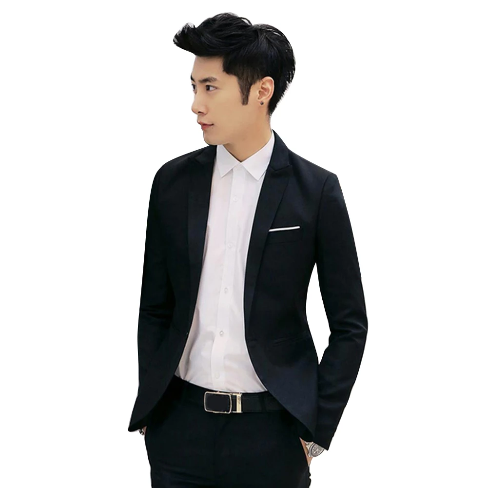 Fashion One Button Brand Blazer British'S Style Casual Slim Fit Suit Jacket Male Blazers Men Coat Terno Masculino Plus Size | Мужская