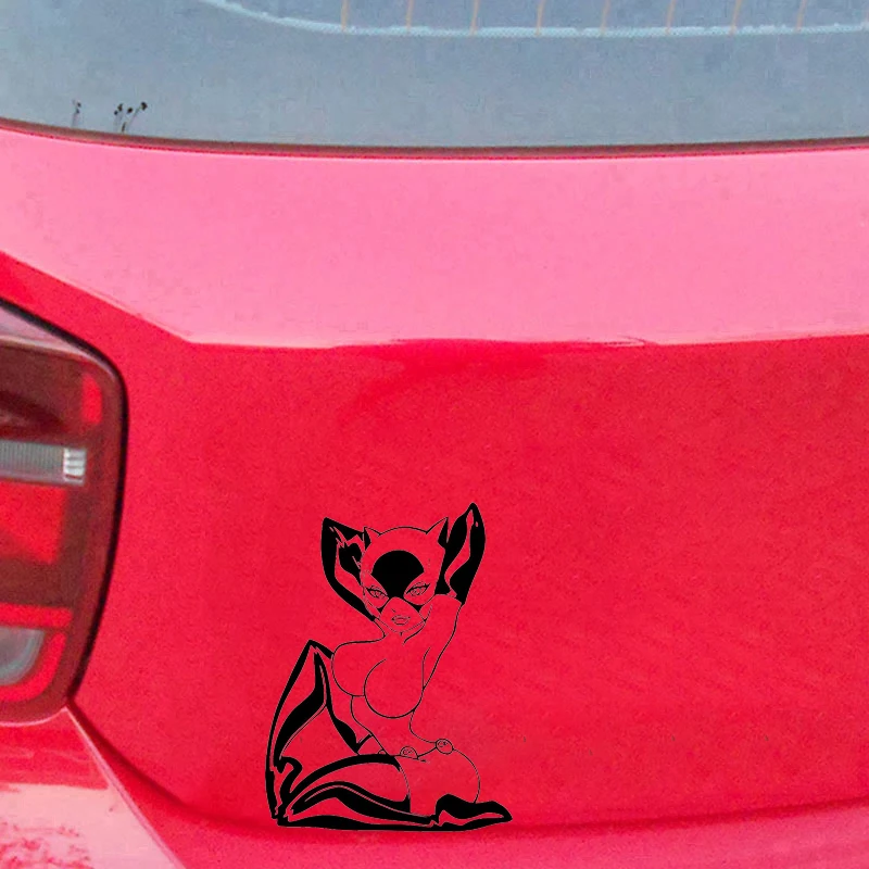 

13*17CM Hot Sexy Cat Girl Car Stickers Covering The Body Of Fashion Vinyl Decals Rear Window Car Sticker