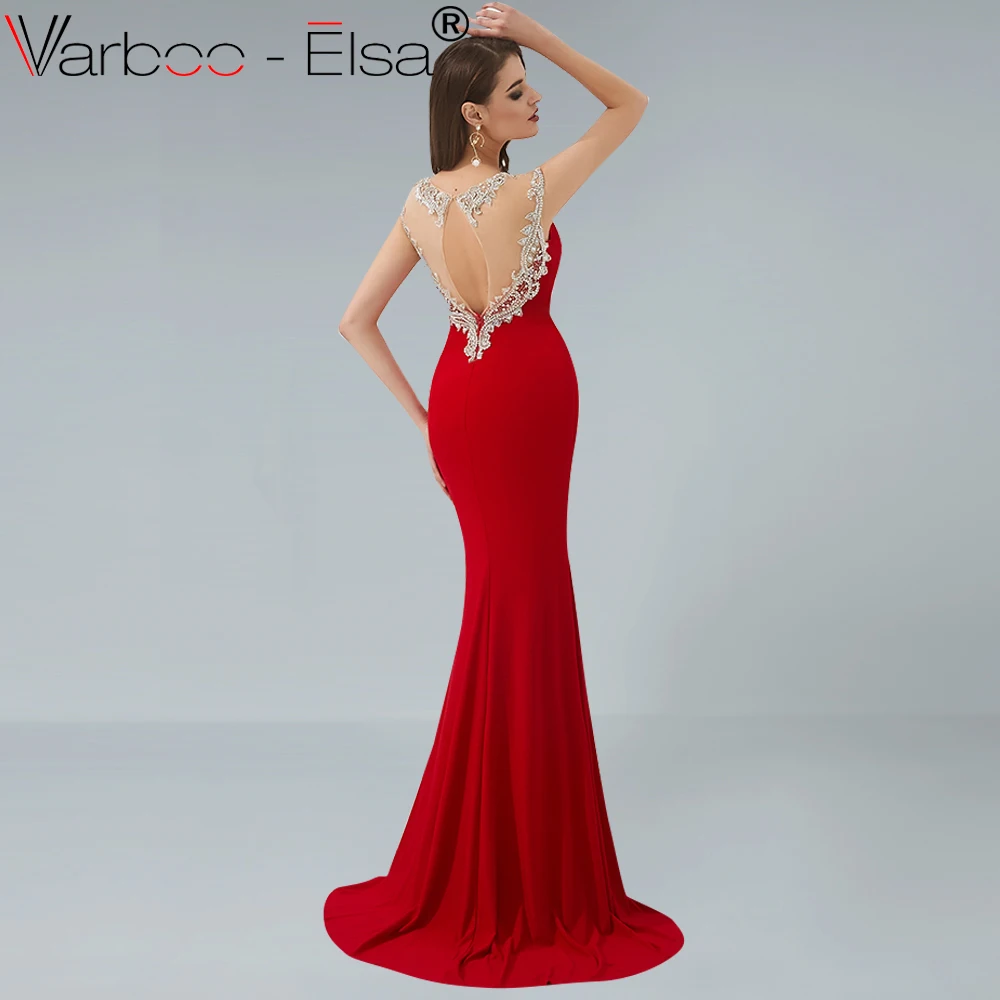 Женское вечернее платье Русалка VARBOO_ELSA Красное длинное с открытой спиной